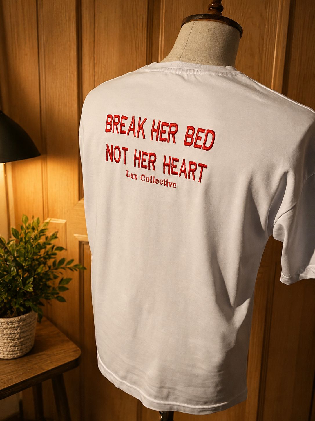 "Break Her Bed Not Her Heart" Sırt Nakışlı Oversize